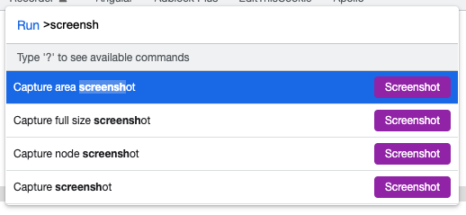Chrome Developer Tools element screenshot option